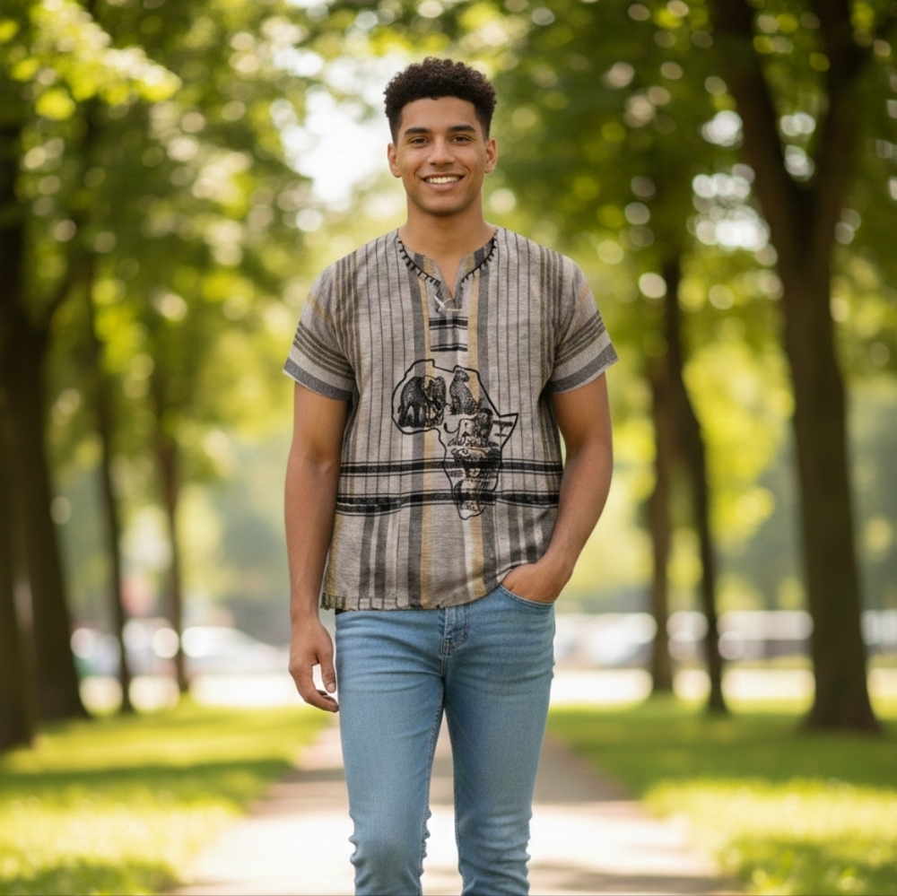 Striped Gray and Black Shirt (Unisex)